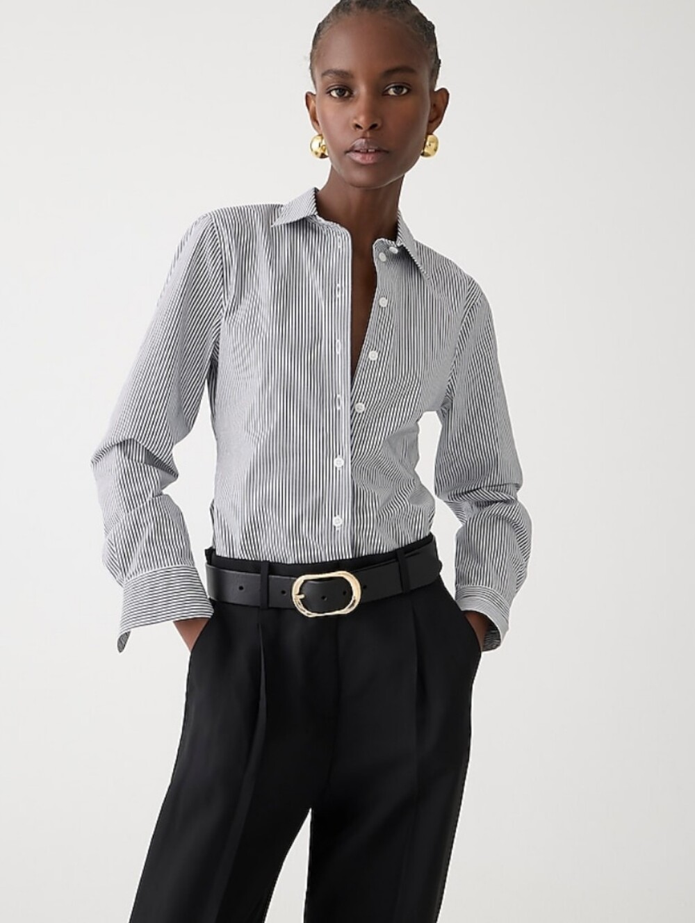 EUC J. Crew Wren Slim Shirt in Striped Stretch Cotton Poplin Blend 6 TALL